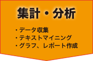 集計・分析 データ収集、集計 テキスト間イニング グラフ、レポート作成